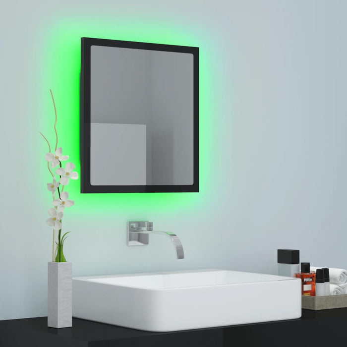 Specchio da Bagno LED Nero Lucido 40x8,5x37 cm in Truciolato cod mxl 60543