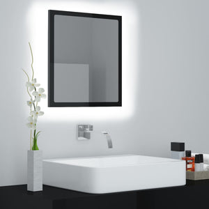 Specchio da Bagno LED Nero Lucido 40x8,5x37 cm in Acrilico 804914