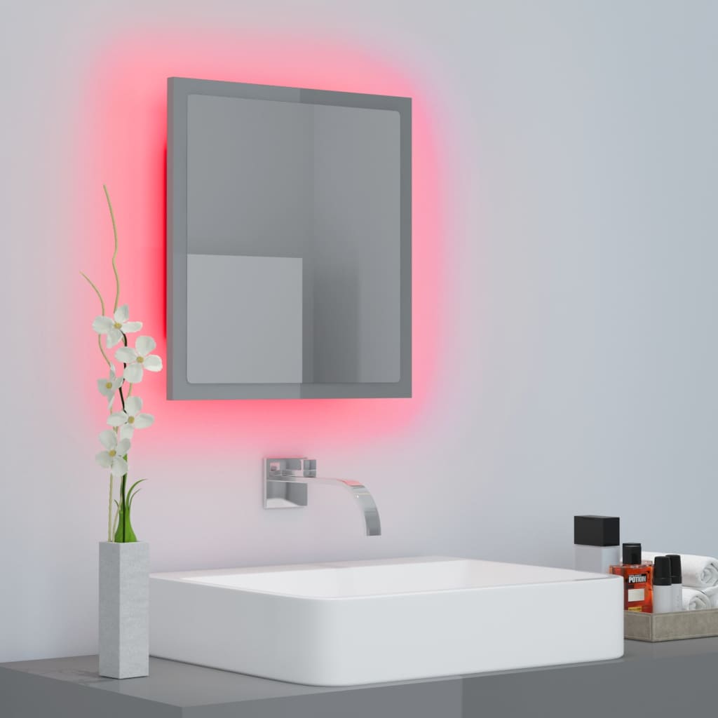 Specchio da Bagno LED Grigio Lucido 40x8,5x37 cm in Truciolato cod mxl 69597