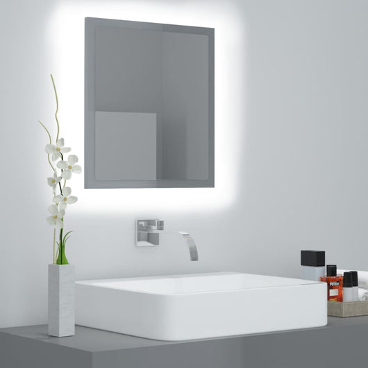 Specchio da Bagno LED Grigio Lucido 40x8,5x37 cm in Acrilico 804915