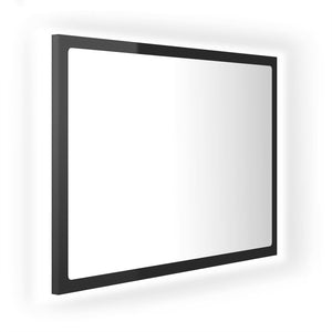 Specchio da Bagno LED Nero Lucido 60x8,5x37 cm in Acrilico 804922