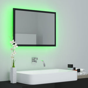 Specchio da Bagno LED Nero Lucido 60x8,5x37 cm in Acrilico 804922