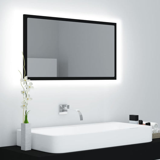 Specchio da Bagno a LED Nero 80x8,5x37 cm in Acrilico 804925