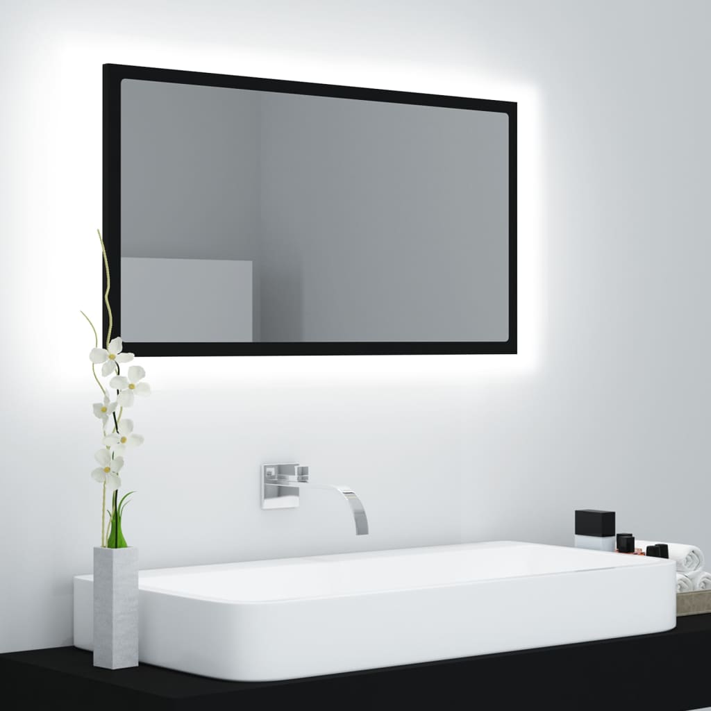 Specchio da Bagno a LED Nero 80x8,5x37 cm in Acrilicocod mxl 96945