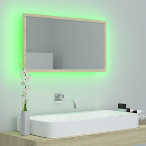 Specchio da Bagno LED Rovere Sonoma 80x8,5x37 cm in Truciolato cod mxl 72414