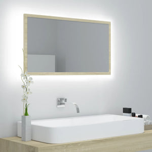 Specchio da Bagno LED Rovere Sonoma 80x8,5x37 cm in Truciolato cod mxl 72414