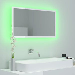 Specchio da Bagno con LED Bianco Lucido 80x8,5x37 cm Truciolato cod mxl 72969