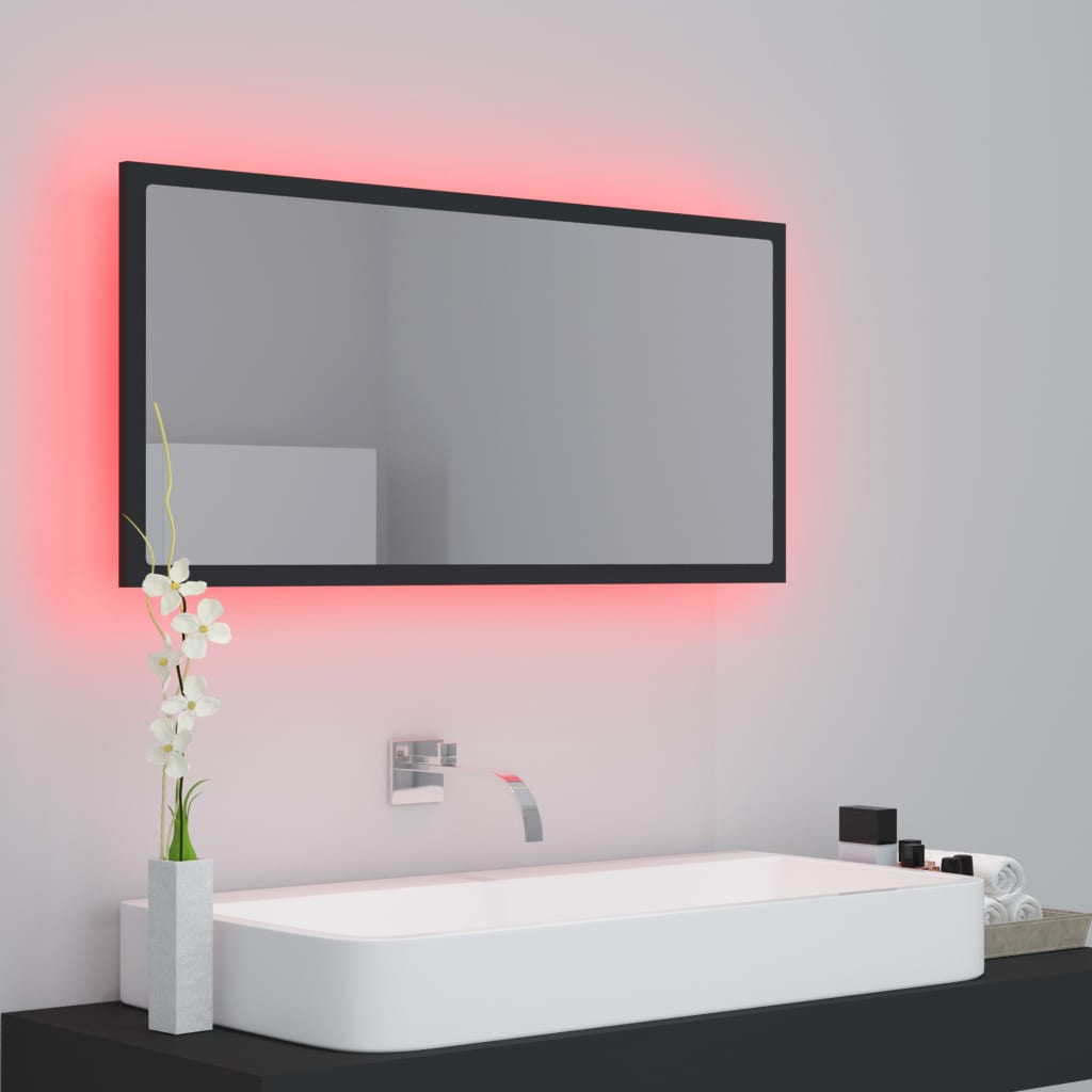 Specchio da Bagno a LED Grigio 90x8,5x37 cm in Acrilico 804934