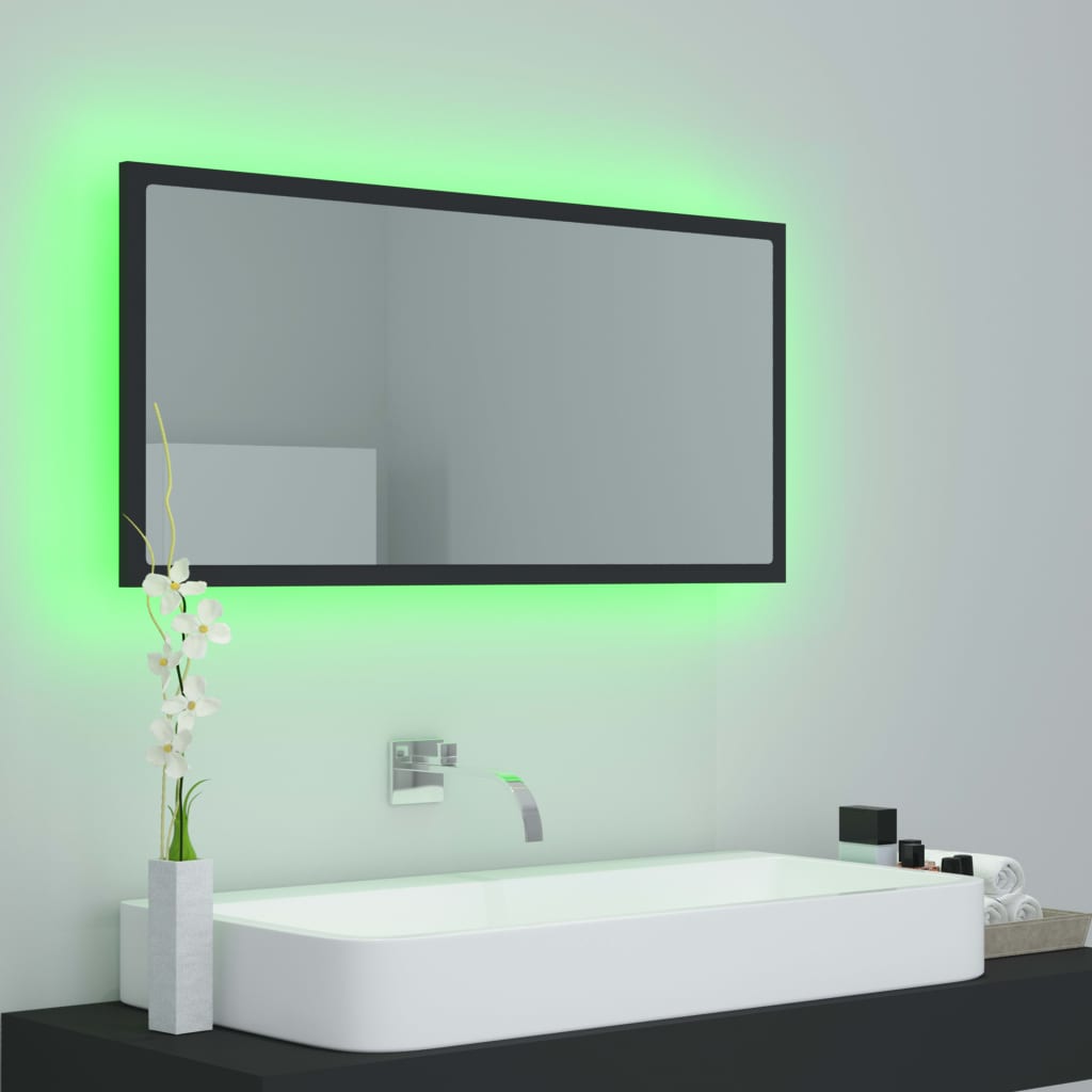 Specchio da Bagno LED Grigio 90x8,5x37 cm in Truciolato cod mxl 61978