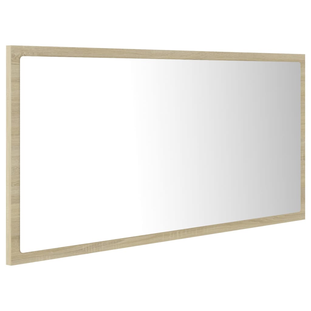 Specchio da Bagno LED Rovere Sonoma 90x8,5x37 cm in Acrilico 804935