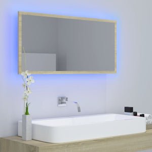 Specchio da Bagno LED Rovere Sonoma 90x8,5x37 cm in Acrilico 804935