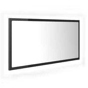 Specchio da Bagno LED Grigio Lucido 90x8,5x37 cm in Acrilico 804939