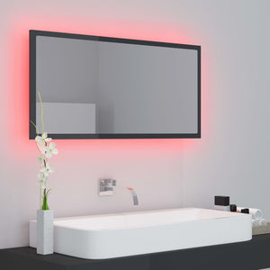 Specchio da Bagno LED Grigio Lucido 90x8,5x37 cm in Truciolato cod mxl 77584