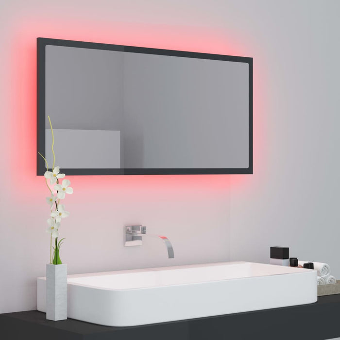 Specchio da Bagno LED Grigio Lucido 90x8,5x37 cm in Truciolato cod mxl 77584