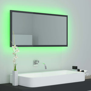 Specchio da Bagno LED Grigio Lucido 90x8,5x37 cm in Acrilico 804939