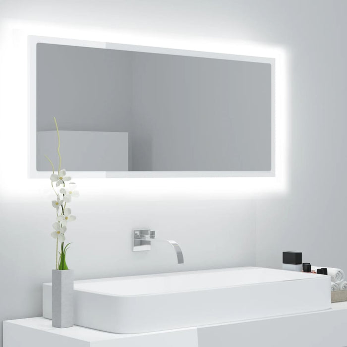 Specchio da Bagno LED Bianco Lucido 100x8,5x37 cm in Acrilicocod mxl 82225