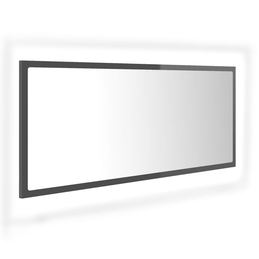 Specchio da Bagno LED Grigio Lucido 100x8,5x37 cm in Acrilico 804947