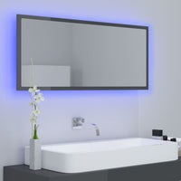 Specchio da Bagno LED Grigio Lucido 100x8,5x37 cm in Acrilico 804947