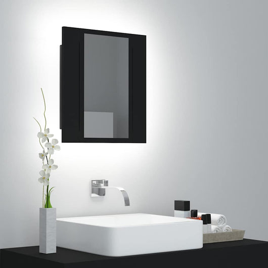 Armadietto a Specchio con Luci LED Nero 40x12x45 cm in Acrilico 804949