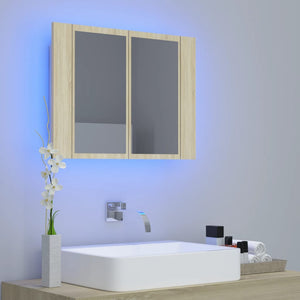 Armadietto a Specchio con Luci LED Rovere Sonoma in Acrilicocod mxl 94736