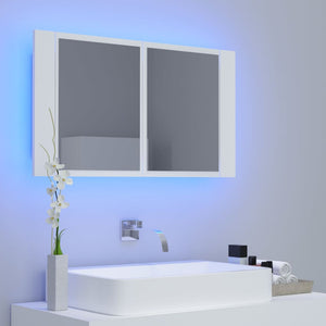 Armadietto a Specchio con Luci LED Bianco 80x12x45 in Acrilicocod mxl 79883