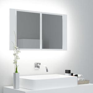 Armadietto a Specchio con Luci LED Bianco 80x12x45 in Acrilicocod mxl 79883