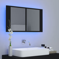 Armadietto a Specchio con Luci LED Nero 80x12x45 cm in Acrilicocod mxl 97190