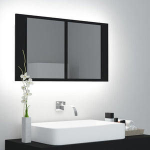 Armadietto a Specchio con Luci LED Nero 80x12x45 cm in Acrilicocod mxl 97190