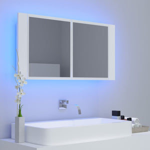 Armadietto a Specchio con Luci LED Bianco 90x12x45 in Acrilicocod mxl 70733