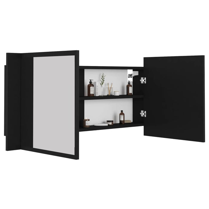 Armadietto a Specchio con Luci LED Nero 100x12x45cm in Acrilico 804981