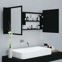 Armadietto a Specchio con Luci LED Nero 100x12x45cm in Acrilico 804981