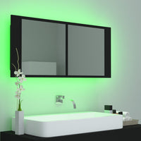 Armadietto a Specchio con Luci LED Nero 100x12x45cm in Acrilico 804981