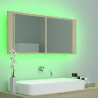 Armadietto a Specchio con Luci LED Rovere Sonoma in Acrilico 804983