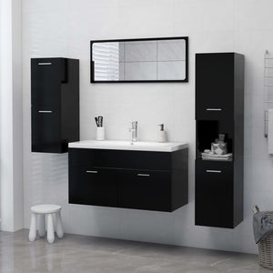 Armadio da Bagno Nero 30x30x80 cm in Truciolato cod mxl 14097