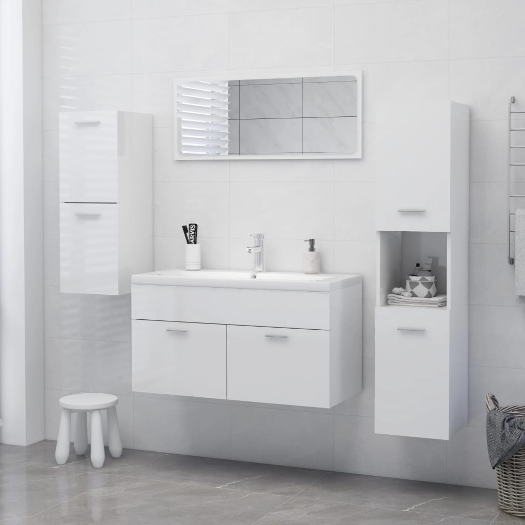 Armadio da Bagno Bianco Lucido 60x33x80 cm in Truciolato cod mxl 12936