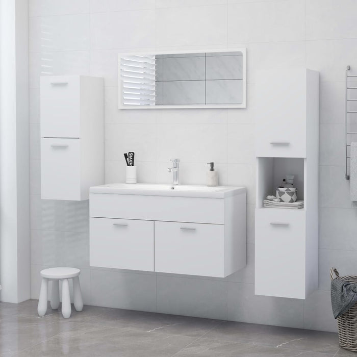 Mobile da Bagno Bianco 30x30x130 cm in Legno Multistrato 804997