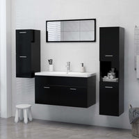 Armadio da Bagno Nero 30x30x130 cm in Truciolato