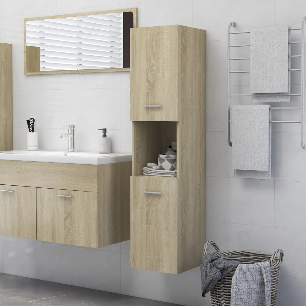 Armadio da Bagno Rovere Sonoma 30x30x130 cm in Truciolato cod mxl 76097