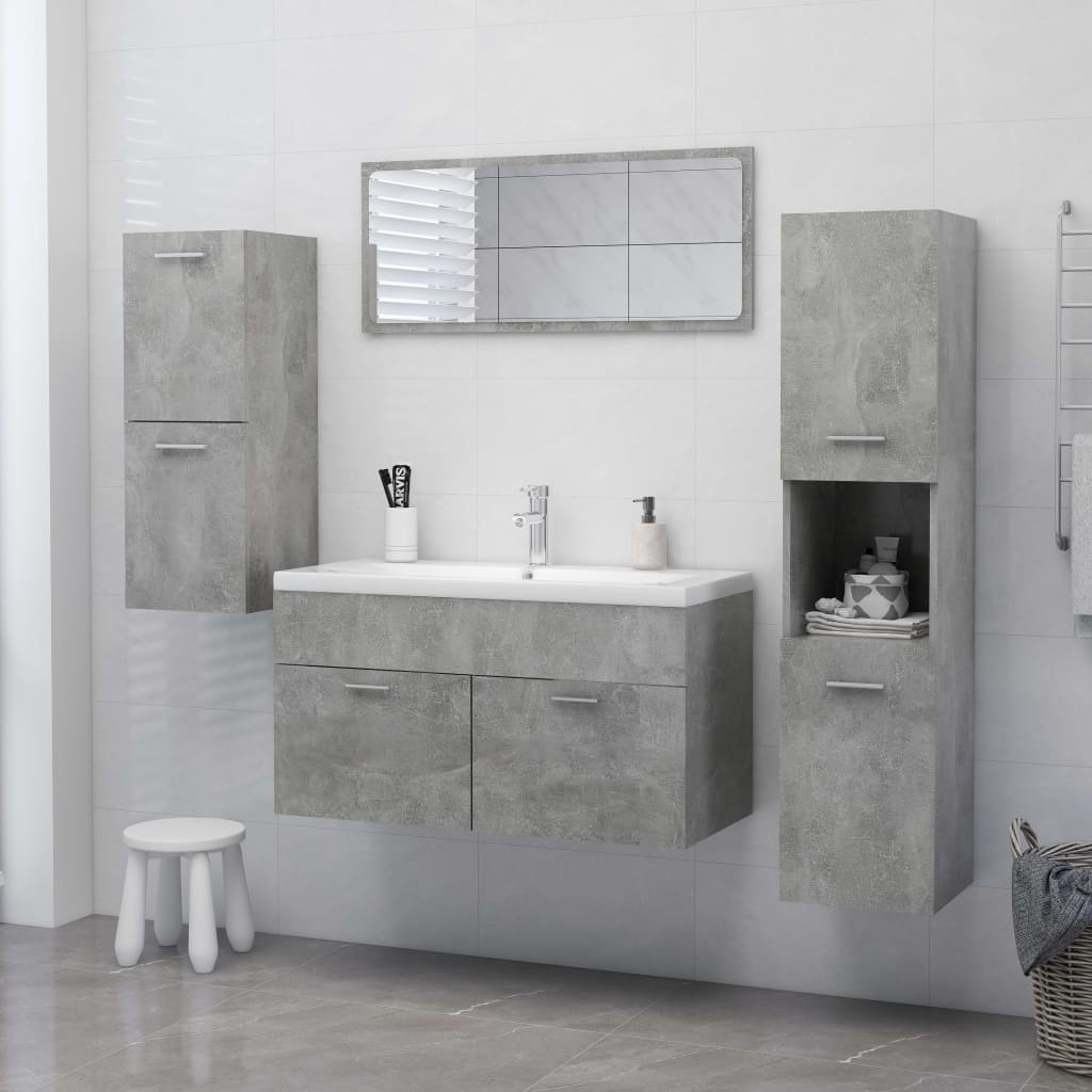 Armadio da Bagno Grigio Cemento 30x30x130 cm in Truciolato cod mxl 63170