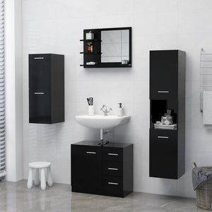 Specchio da Bagno Nero 60x10,5x45 cm in Truciolato 805007