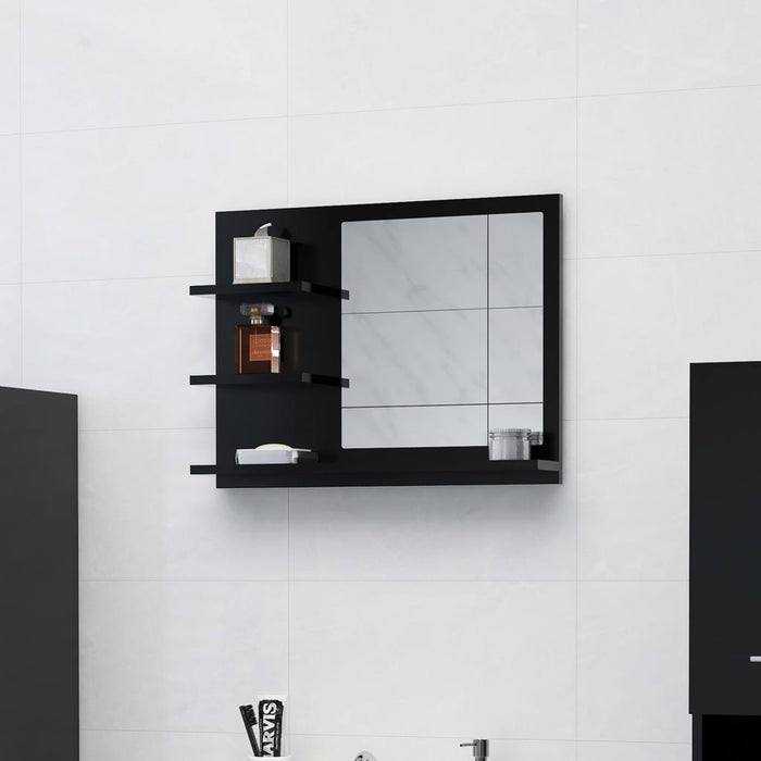 Specchio da Bagno Nero 60x10,5x45 cm in Truciolato 805007