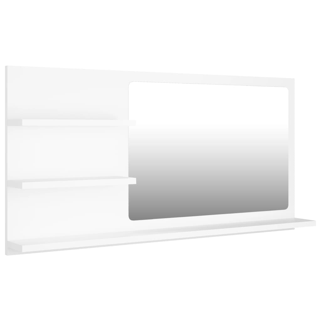 Specchio da Bagno Bianco 90x10,5x45 cm in Truciolato 805015