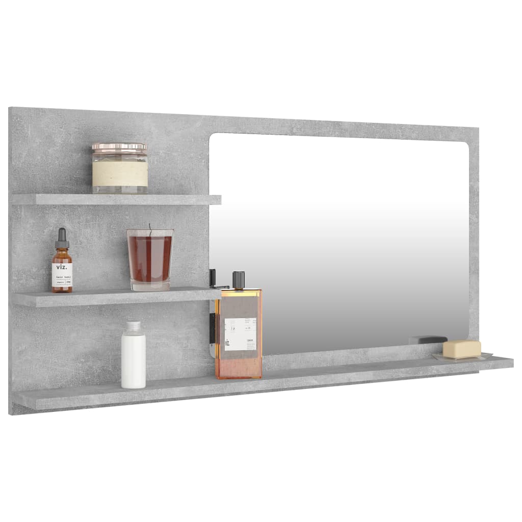 Specchio da Bagno Grigio Cemento 90x10,5x45 cm in Truciolato 805019