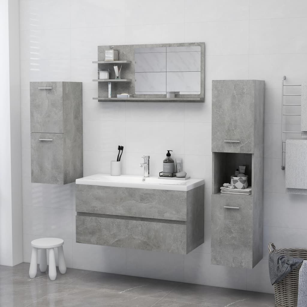 Specchio da Bagno Grigio Cemento 90x10,5x45 cm in Truciolato 805019