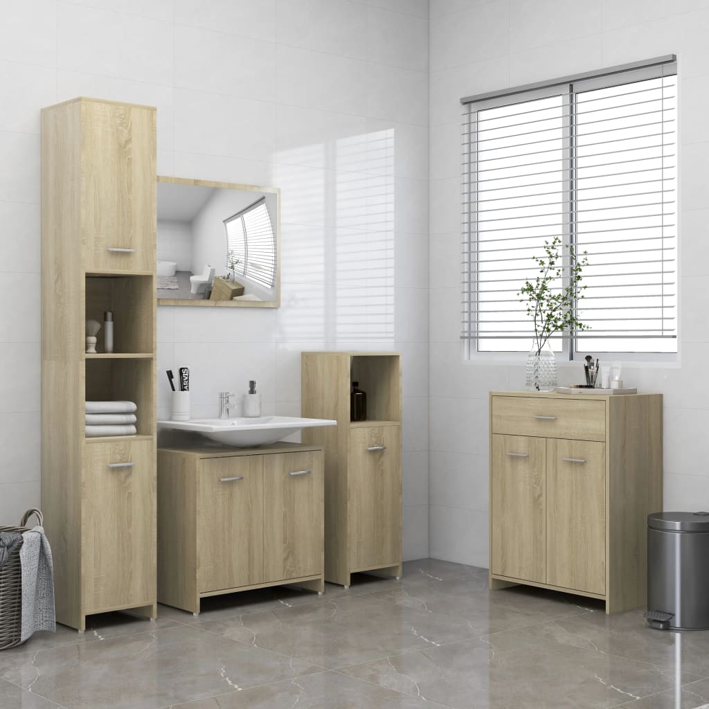 Armadio da Bagno Rovere Sonoma 60x33x80 cm in Truciolato 805027