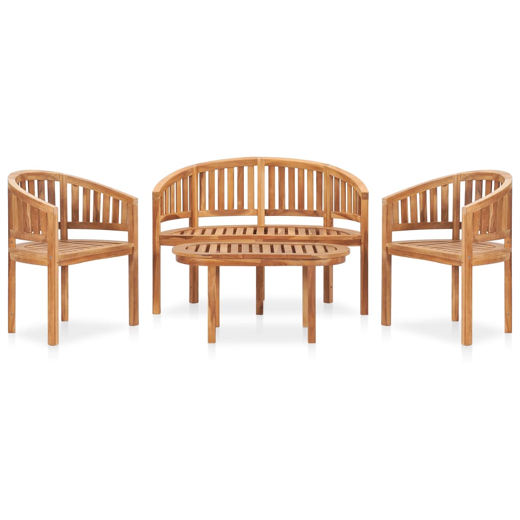 Set Salotto da Giardino 4 pz Design Curvo in Massello di Teak cod mxl 40732