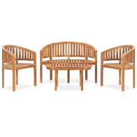 Set Salotto da Giardino 4 pz Design Curvo in Massello di Teak cod mxl 40732