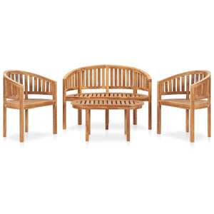 Set Salotto da Giardino 4 pz Design Curvo in Massello di Teak cod mxl 40732