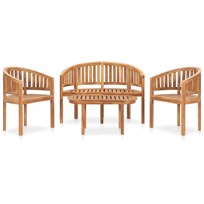 Set Salotto da Giardino 4 pz Design Curvo in Massello di Teak cod mxl 40732