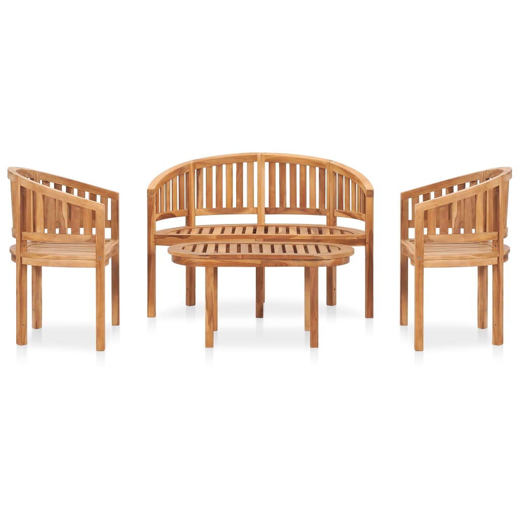 Set Salotto da Giardino 4 pz Design Curvo in Massello di Teak cod mxl 40732